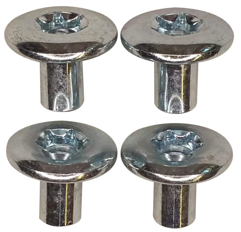 Top Shelf 5/16 Inch T55 Torx Barrel Nuts 4 Pack Zinc Coated Dome Cap Cam Lock Fasteners for secure cargo attachment.