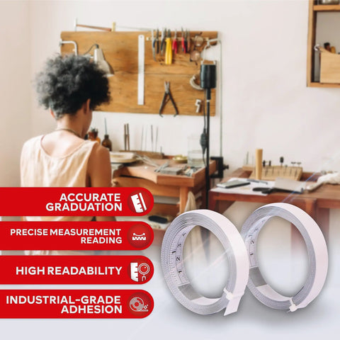 Heavy Duty Left To Right Peel And Stick Tape Measure 0.5 Inch By 12 Feet Two Pack With Adhesive Back for woodworking and sewing