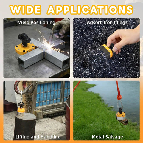180 Lbs On Off Switchable Magnetic Welding Holder used for weld positioning, lifting, and metal salvage applications.