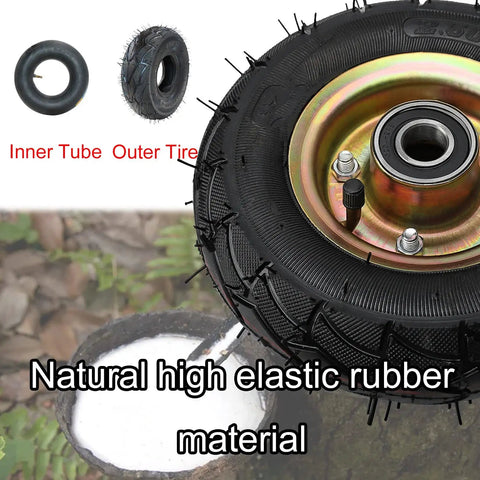 Heavy Duty Swivel Caster Wheels 2 Pack Built Tough With Smooth Riding Rubber Tires And Secure Lock Brakes showing inner tube and outer tire.