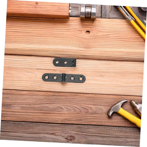 Heavy Duty Folding Table Hinges Set 12 Pieces Black Round Edge Desk Hinge Hardware 76x15x2mm on wooden background