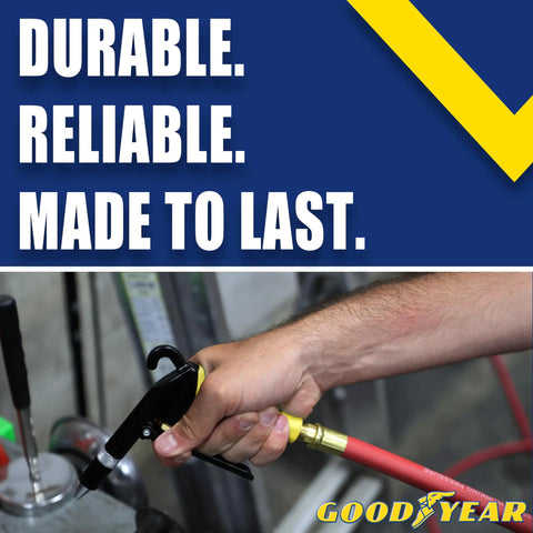 Pro Grade 50 Foot 3/8 Inch Variflex Rubber Air Hose With 300 PSI Working Pressure and 1200 PSI Burst in use