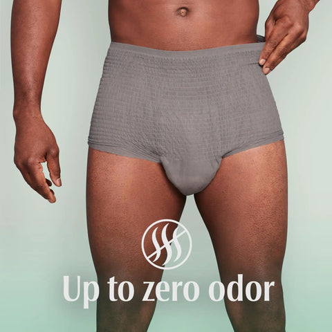 Fresh Protection Maximum Absorbency Incontinence Underwear For Men, Disposable Large Size 35 To 43 Inches Waist, 28 Count, Grey