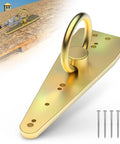 Built Like a Tank Pro Grade Bull Ring Roof Anchor for Fall Protection Zinc Coated Steel on wooden deck with screws.