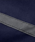 Close-up of Mens Heavy Duty Mechanic Lab Coat With Reflective Safety Strips in navy fabric and reflective detail.