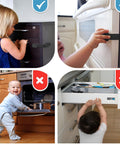 Adhesive Child Safety Strap Locks for Cabinets and Drawers, Toilets, Fridges, Dishwashers, Ovens, Adjustable, No Drilling