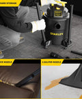 User assembling Beast Mode Wet Dry Vacuum with 6 Gallon Tank and 4 HP Power for quick cleanups, showcasing nozzle attachments.