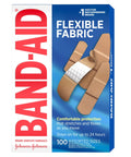 Band-Aid brand flexible fabric bandages box, beige fabric strips, 100 assorted sizes