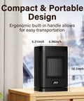Fast Heating Ceramic Space Heater For Home And Office With 80 Degree Oscillation Thermostat shown on desk