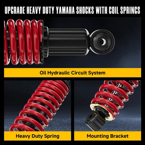 Close-up of Beefed Up Heavy Duty Rear Shock With Spring For Golf Cart 14 Inch Extended Length Fits G29 Drive models