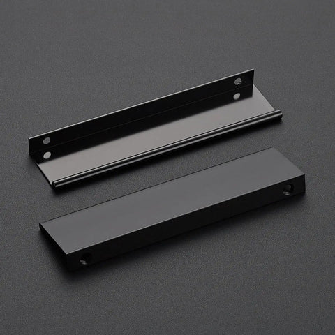 Matte Black 5 Inch Finger Edge Cabinet Pulls 10 Pack for Kitchen Cabinets and Dresser Drawers, 128mm Hole Center, top view