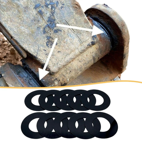 40mm Bucket Pin Shim Kit Set 10 Pack Fits WB93 WB97 WB140 WB150 Heavy Equipment Replacement Washers Spacers Tightens Worn Pin Joints For Excavators And Loaders Beef Up Stability Lock It In By Reducing Play black shims on worn excavator pin joint