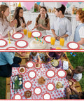 100 Count 7 Inch Red And White Checkered Paper Plates For Parties at birthday and picnic gatherings for desserts and foods.