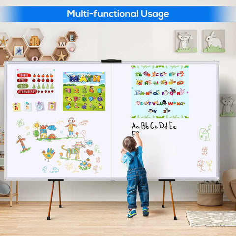 Pro Grade Wall Mounted Magnetic Whiteboard 72 By 48 Inches With Aluminum Frame Foldable Marker Board And Long Pen Tray