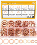 Copper Washers Kit 228-Piece Set Must-Have 10 Sizes M5-M16 Flat and Sealing Metric Metal Washers Displayed in Box