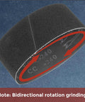 No Sweat Heavy Duty 4 X 36 Inch Sanding Belts 600 Grit Silicon Carbide Abrasive With Reinforced Butted Joint For Silky Smooth Wood And Metal Polish 6 Piece Bundle close-up of sanding belt with bidirectional rotation feature