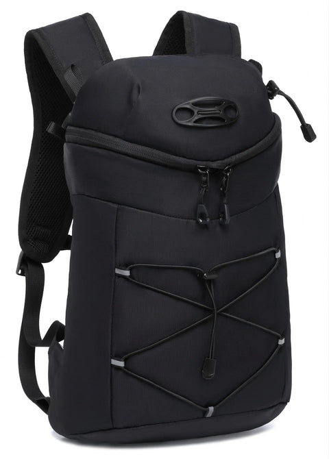 Black lightweight insulated hydration backpack with 2L or 3L water bladder for hiking, trail running, cycling and race day