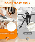 Extra Wide 18x49 Ironing Board Cover And Pad With Heavy Duty Thick 6mm Padding Scorch And Stain Resistant Elastic Edge And Adjustable Fasteners Floral White Your Go To Ironing Pad For A Smooth Glide And No Mark Creases in use.