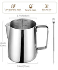 Go-To Milk Frothing Pitcher Jug For Espresso And Latte Art Foam Making, Pro Grade 304 Stainless Steel with Measurements Engraved