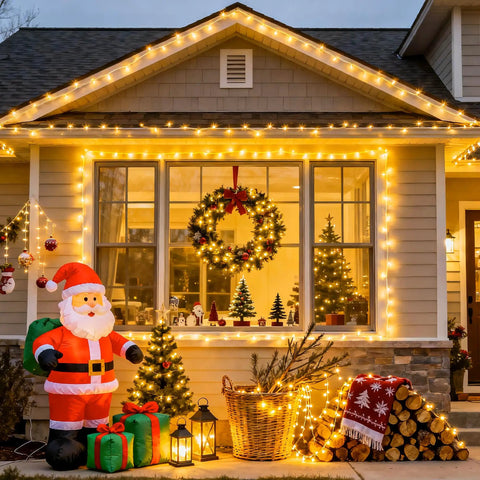 Bright 100 LED String Lights Indoor Outdoor 33 Ft With 8 Modes Warm White Plug In Connectable Fairy Twinkle Lights on house