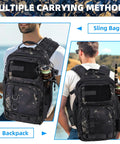 All In One 103 Piece Fishing Tackle Bag Set For Men Waterproof Camouflage Backpack With Rod Holder and Sling Storage Bags showcased on models