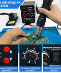 Do It All 2 In 1 Soldering And Hot Air Rework Station Kit With Lead Free Solder Wire Five Soldering Tips Three Hot Air Nozzles Desoldering Pump Tweezers And Digital Temperature Readout For Precise PCB Rework