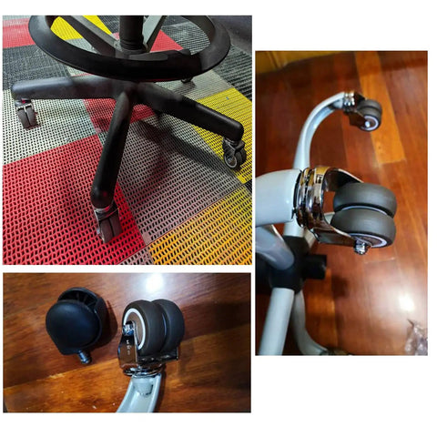 Heavy Duty Rubber Swivel Caster Wheels Set Of Five Silent Furniture Casters With M10 And M12 Threaded Stems 1.5 Inch attached to chair base