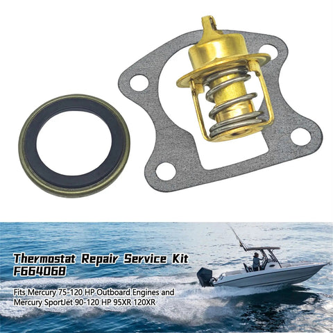 Thermostat Kit For Mercury Outboard Motors 75 To 150 HP 55C 130F Replacement 859620 828319 F476067 Fits Force And SportJet 90 95 120 HP Drop In OEM Style Replacement For Reliable Marine Performance