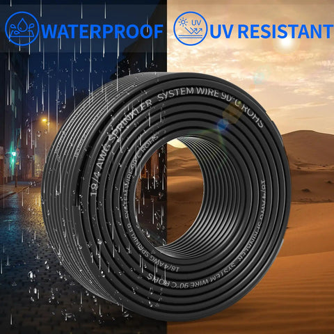 Eighteen Gauge Four Conductor Solid Sprinkler System Wire 50Ft With PVC Jacket for underground use, waterproof and UV resistant