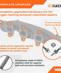 Heavy Duty M10-1.5x62mm Exhaust Flange Stud Kit With Nuts Set Built Tough Stainless Steel heat resistant manifold hardware installation.