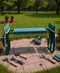 Adjustable Garden Kneeler Bench Folding Seat With 400 Lb Capacity Dual Function Stool Wide Padded Kneeling Pad Portable Green Garden Stool With 2 Tool Pouches for Easy Weeding Planting and Potting Tasks on a patio