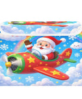 Heavy Duty Foldable Storage Bin With Lid And Handles For Bedroom Closet Organization featuring Santa in a plane design, 300D Oxford material.