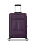 Front view of Carry On Soft Side Expandable 21 Inch Element Suitcase With 360 Spinner Wheels Adjustable Handle durable lightweight purple
