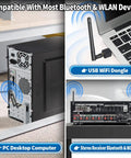 PC with USB dongle linked to Dual Band WiFi Antennas 2.4GHz And 5GHz Omni Directional 3dBi RP-SMA Male 2-Pack for PC router.