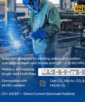 Welder using All Position MIG Welding Wire 0.030 Inch, 10 Lb Spool, Copper Coated ER70S-6 Solid Wire in a workshop
