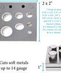 Oval Disc Cutter Set With Seven Punches And Die For Soft Metal Up To 14 Gauge, showing variety of punch sizes and steel die.