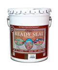 Exterior Wood Stain And Sealer In One For Decks Fences Pergolas And Wood Siding Semi Transparent Oil Based Formula Pro Grade No Laps Runs Or Streaks Durable UV Protection Burnt Hickory 5 Gallon label on white 5-gallon container.