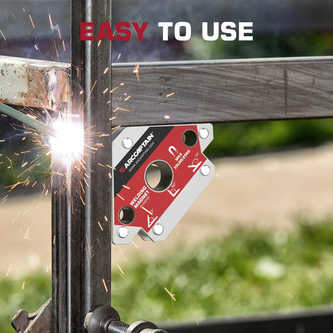 ARCCAPTAIN welding magnets set, 4-piece with red plate, 25 lb and 55 lb magnets for holding steel.