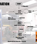 Diagram of Summit Tools digital torque wrench operation with peak hold instructions, showing torque measurement process.