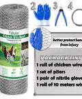 17 Inch By 60 Foot Galvanized Chicken Wire Fencing Mesh For Gardens Poultry Coops And Crafts Hexagonal 0.6 Inch Hardware Cloth with gloves and pliers