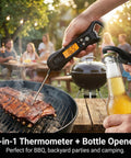 Digital Meat Thermometer For Cooking With Backlit LCD IPX Waterproof Body Long Probe used on BBQ grill with bottle opener
