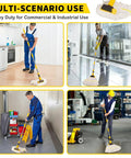 Heavy Duty Commercial Mop With 54 Inch Handle And 53 Inch Stainless Steel Mop Handle Wet Cotton Mop Head in use in different scenarios