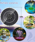 Colorful Ring Lights Solar Fountain 3.5W Water Pump With 2000mAh Battery Auto Night Lights Are Lit For Bird Bath Pond Pool