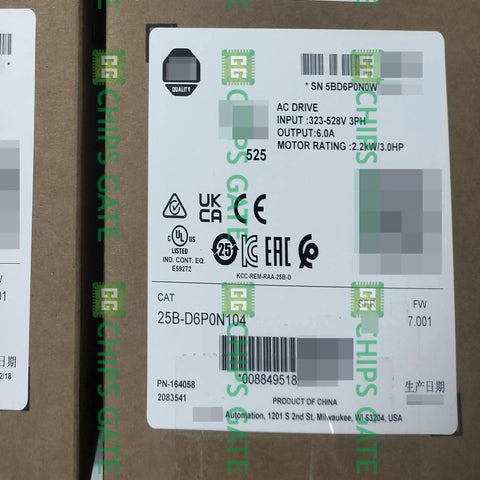 Label on 2.2kW Industrial Servo Drive 25B-D6P0N104 Sealed Unit With Box for Motors and Automation Upgrades