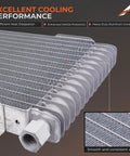 Close-up of a 40K Transmission Cooler Kit For Heavy Duty Trucks And Towing Low Pressure Drop Oil Cooler System, aluminum core visible