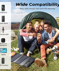 Group using 28W Portable Solar Charger That Slays The Day With Dual USB C And USB A for camping near tent