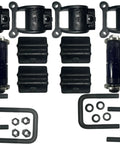 Heavy Duty Four Pack Polyurethane Leaf Spring Housing And Bushing Kit With U Bolts For Peterbilt Air Suspension 4 inch wide set includes components.