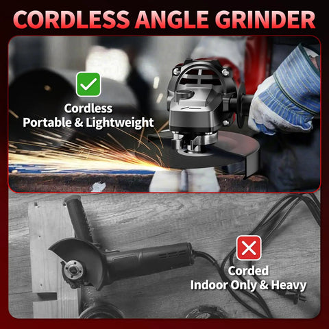 Cordless Angle Grinder Kit With Two 4.0Ah Batteries, 4-1/2 Inch Metal Grinder, Brushless Motor Up To 12,000 RPM, Cutting Wheels Included, Heavy Duty Electric Grinder Tool Set For Cutting And Grinding