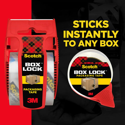 Clear Box Lock Packing Tape With Dispensers, Extreme Grip For Shipping And Mailing, 1.88 In By 22.2 Yd, 6 Rolls Packaging Display