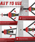 Step-by-step guide using Rivet Nut Gun With 16 Inch Stroke Adjustment And Tool Free Mandrel Change on metal sheet.